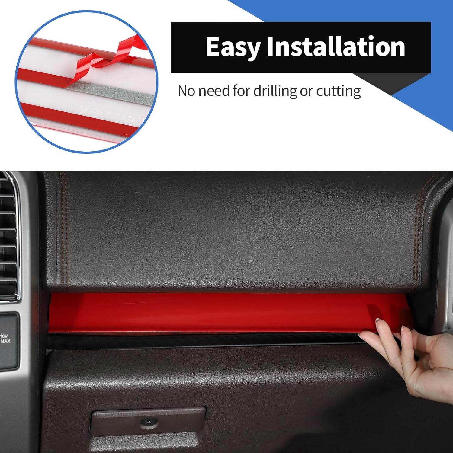 Voodonala for Ford F150 2015-2020 Center Console Panel Cover Compatible with Ford F150 2015-2020 (ABS,Red,4Pcs/Set)