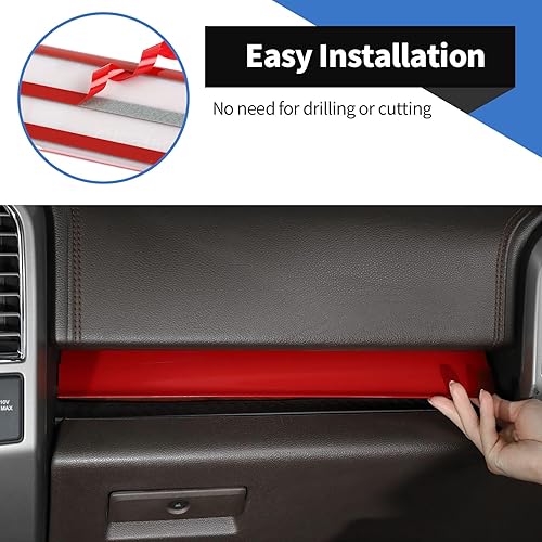 Miniatura 4 de Voodonala Cubierta de panel de consola central para Ford F150 2015-2020 compatible con Ford F150 2015-2020 (ABS, rojo, 4 piezasjuego)