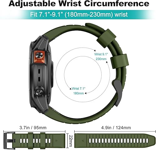 Miniatura 5 de OVERSTEP Correa de reloj para Fenix 7, Fenix 6, Fenix 5, 0.86 pulgadas, bandas de repuesto resistentes para Garmin Fenix 5 PlusFenix 6 ProFenix 7