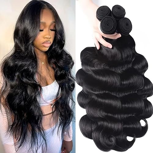 12A Body Wave Bundles Human Hair 20 22 24 26 Inch Human Hair Bundles Wavy 400g Brazilian Virgin Hair 4 Bundles Deals Cheap Human Hair Extensions Real Human Hair Quick Weave Bundles
