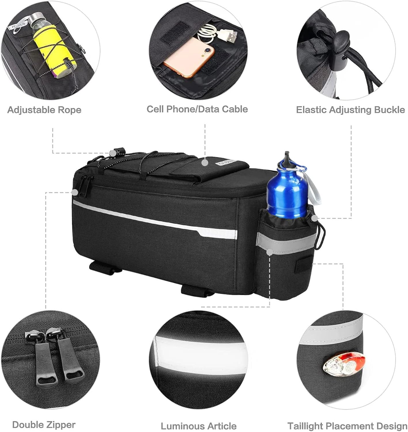 Kemimoto 30l Sacoche Vélo Porte-bagage Arrièresac Cadre Velosacoche