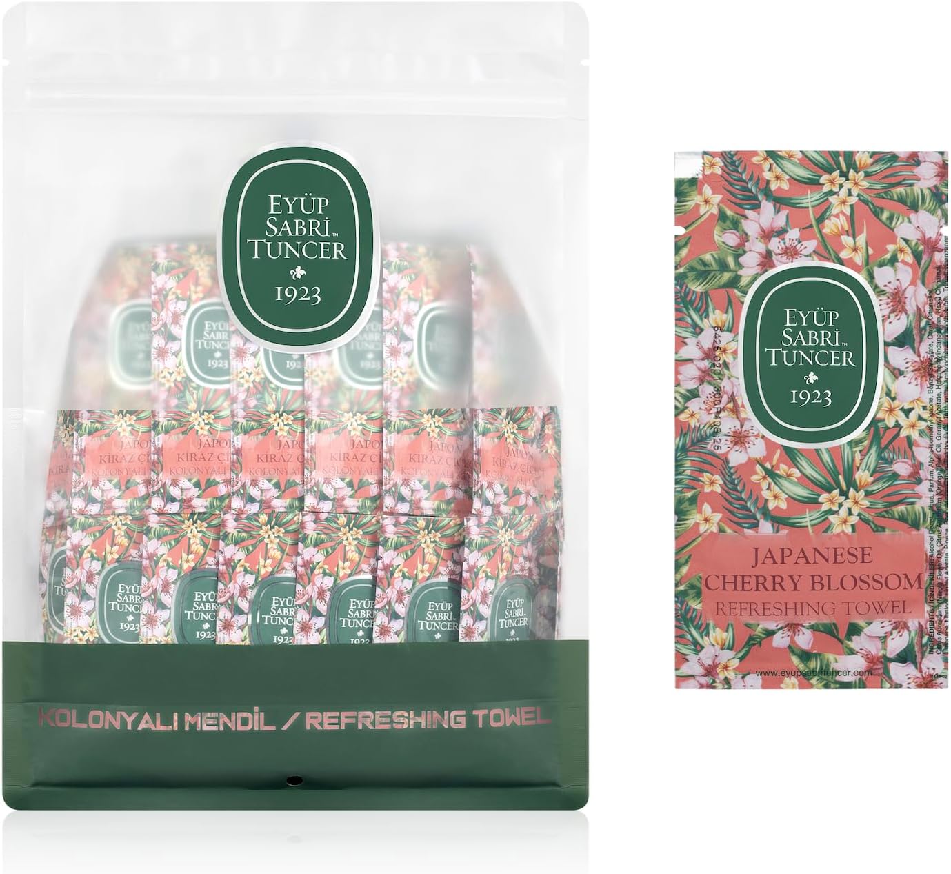 Eyup Sabri Tuncer Japanese Cherry Blossom Refreshing Towels, 150 ct | Individually Wrapped