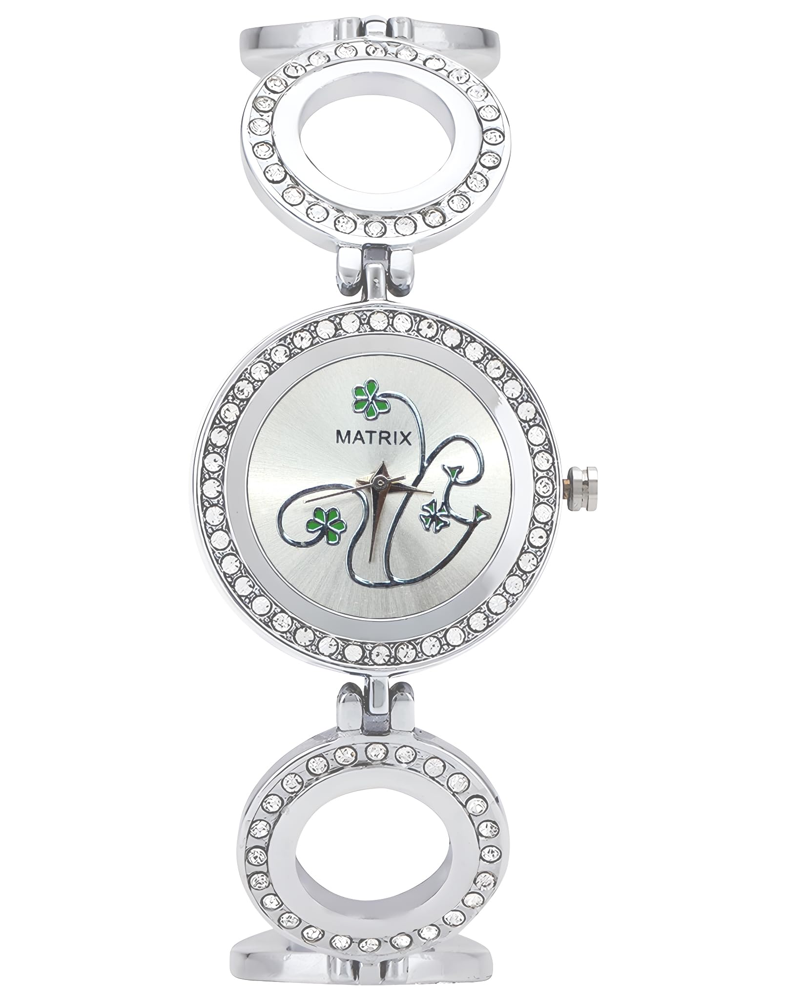 Matrix Stainless Steel Xpra Collection Stone Studded Bracelet Analog Watch For Women & Girls (Silver - Green) (B0CBKLDGDC) Amazon Price History, Amazon Price Tracker
