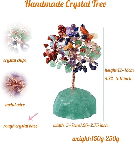 Miniatura 6 de Árbol de cristal curativo de 7 chakras, cristales naturales con base de piedra, alambre de cobre, árbol de dinero para el hogar, oficina,