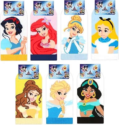 Amazon 7 足組 白雪姫 アリエル シンデレラ アリス ベル エルサ ジャスミン 通学 通園 靴下 キッズ ソックス 男の子 女の子 可愛い ソックス ベビー 幼児用 スニーカーソックス 靴下 通販