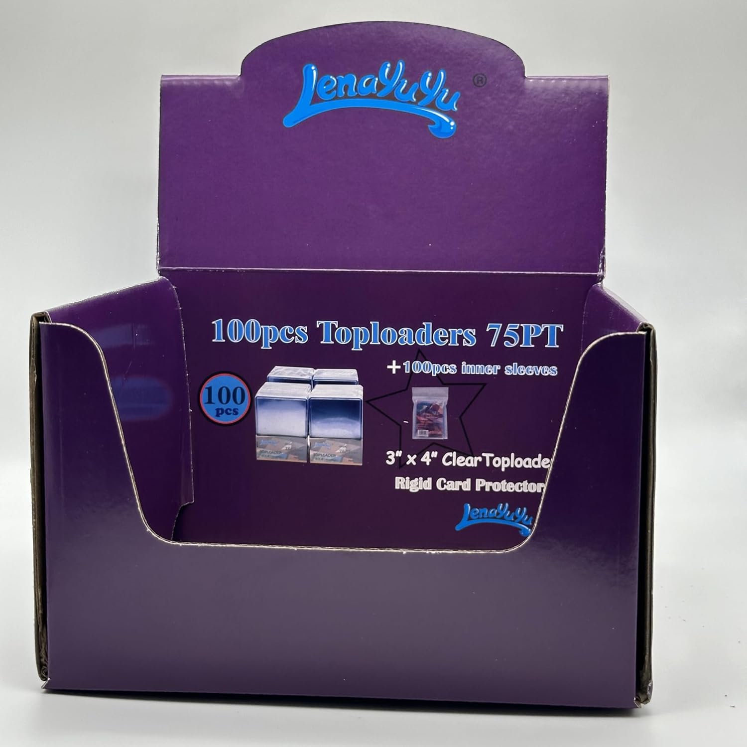 1 Display Box of 100pcs 3" x 4" Clear Super Thick Top Loaders | Toploaders 75PT+ 100pcs Card Sleeves Soft Sleeves for Cards | Baseball Card Protectors Penny Sleeves + Toploaders