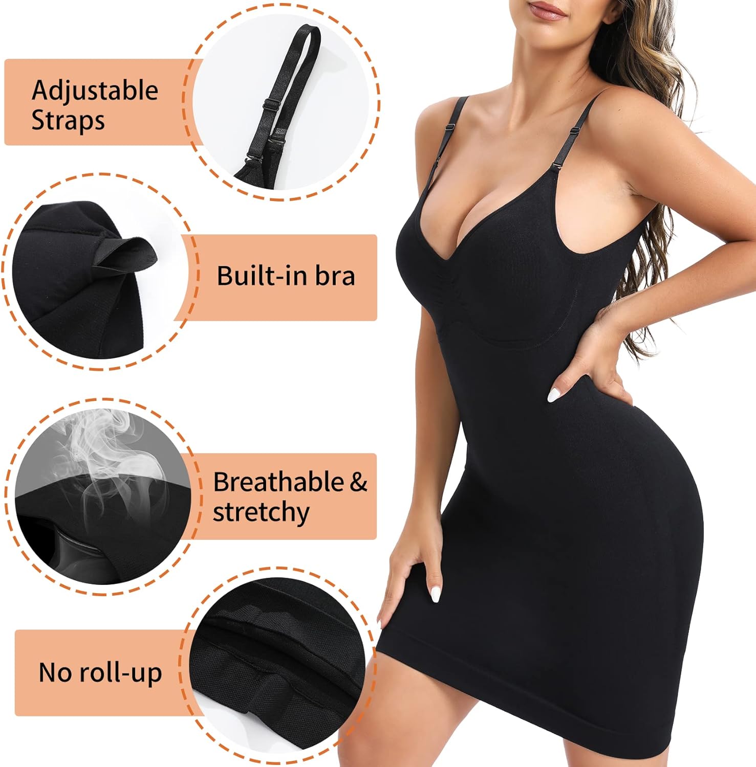 Strapless Slip Shapewear Slip Dress for Women Under Dress Shapewear Women's Full slips Tummy Control - Image 3