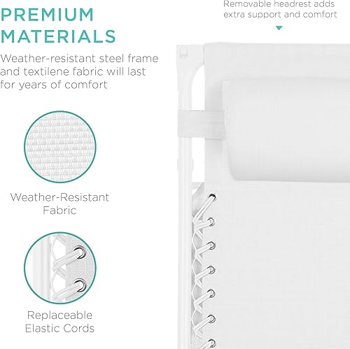 Miniatura 5 de Best Choice Products Silla reclinable plegable de gravedad cero para exteriores con toldo ajustable, reposacabezas, bandeja lateral para accesorios,