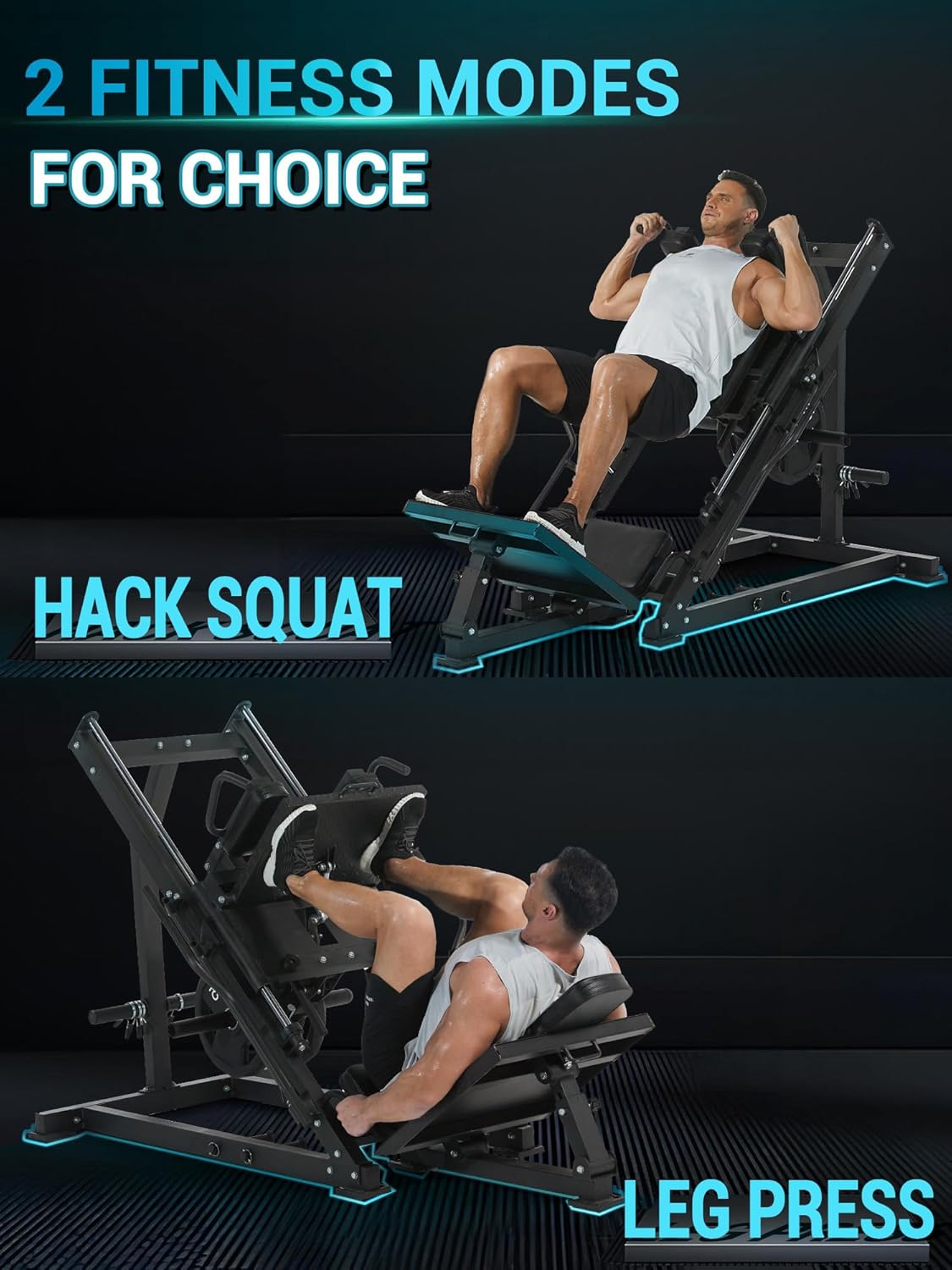 GarveeLife Leg Press Hack Squat Machine Combo, Leg Press Machines for Home Gym with Linear Bearing & Solid Steel Pipe, Band Pegs, Weight Storage Posts, Hack Squat Machine for Full Lower Body Workout