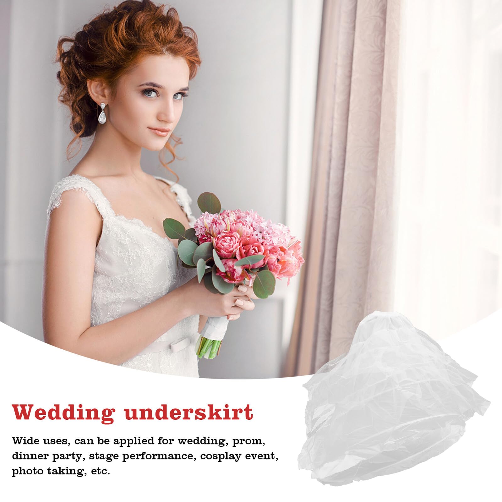 BESPORTBLE Brautkleid Unterrock Reifrock aus Acrylfasern, Bodenlang | Taillenumfang 60-110cm, Weiß, für Bühne und Hochzeit, Passend für Damen und Mädchen