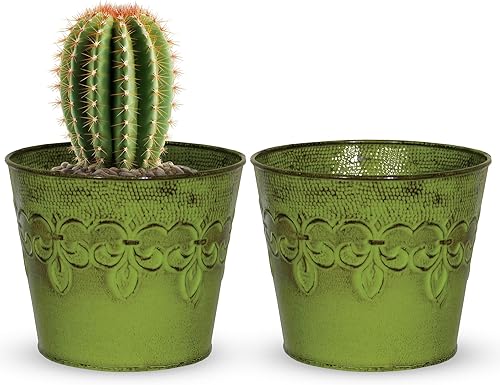 Miniatura 6 de MPT01638 Fluer De Lis Series - Maceta de metal, 8 pulgadas, maceta roja cayena de 8 pulgadas, 4 pulgadas