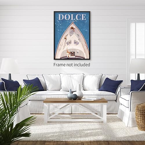 Miniatura 3 de Jefuzh Póster de Dolce Vita de Yate Azul de los años 70 para pared, lienzo playero de verano, impresiones de moda de vaquera costera para decoración