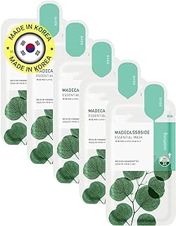 Korean Madecass Essential Face Mask 5 Sheets, Cica Active 3x formula for All Skin Types