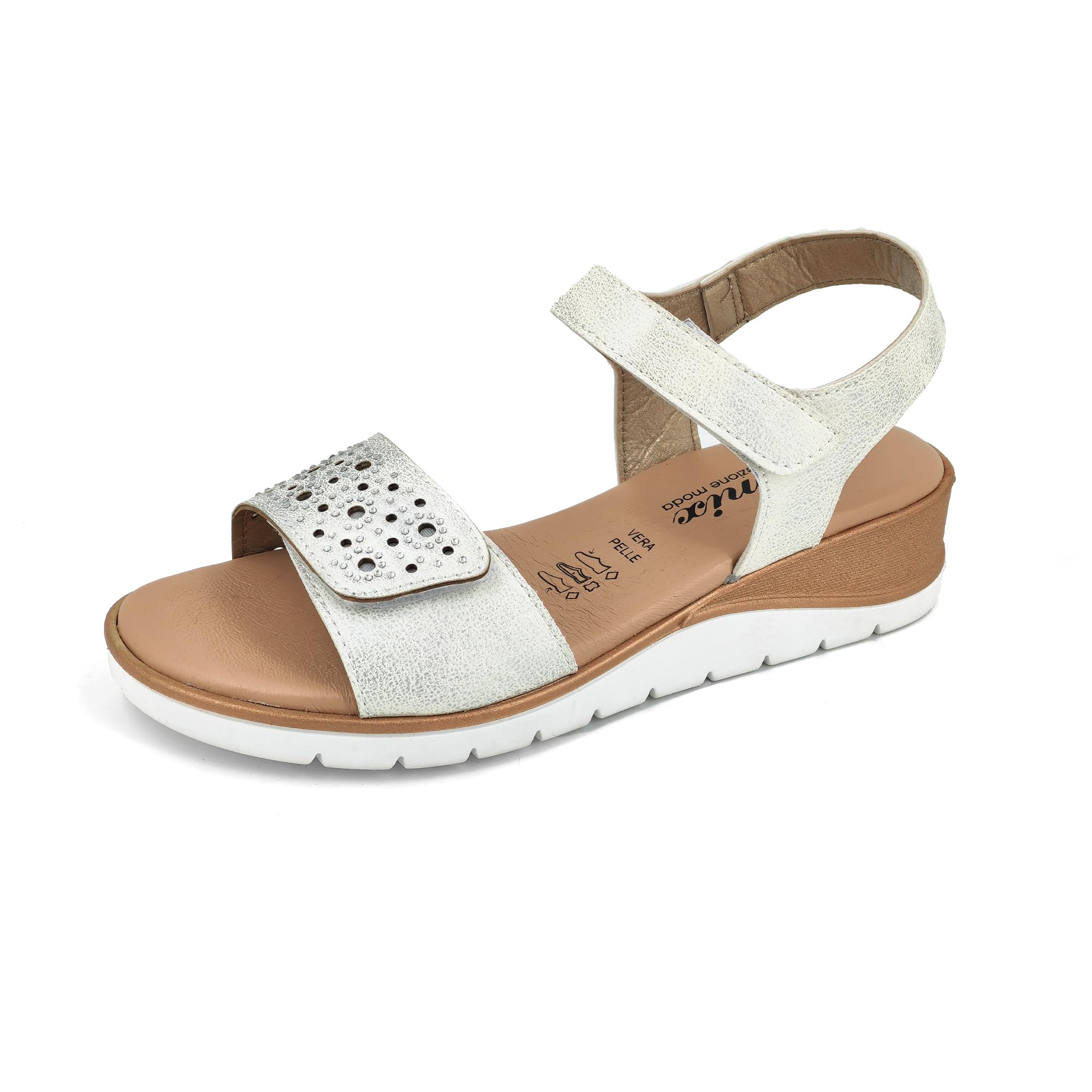JOMIX Sandalen Damen mit Klettverschluss Leder Sandals Bequem Orthopädische Sandal Sommerschuhe