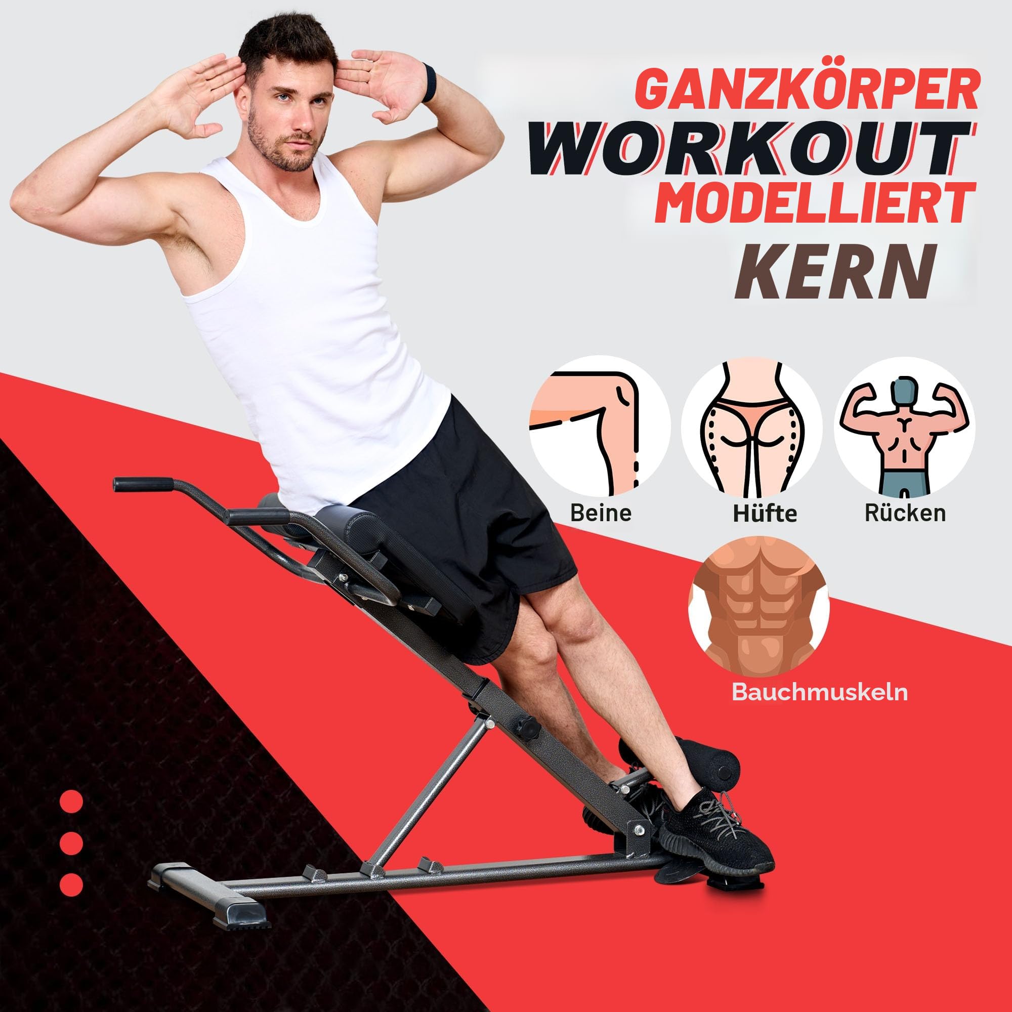 SogesHome Hantelbank Roman Chair Rückentrainer Klappbar Multifunktion Training Fitness Bank Bauchtrainer Hantelbänke Fitness Krafttraining Verstellhöhe