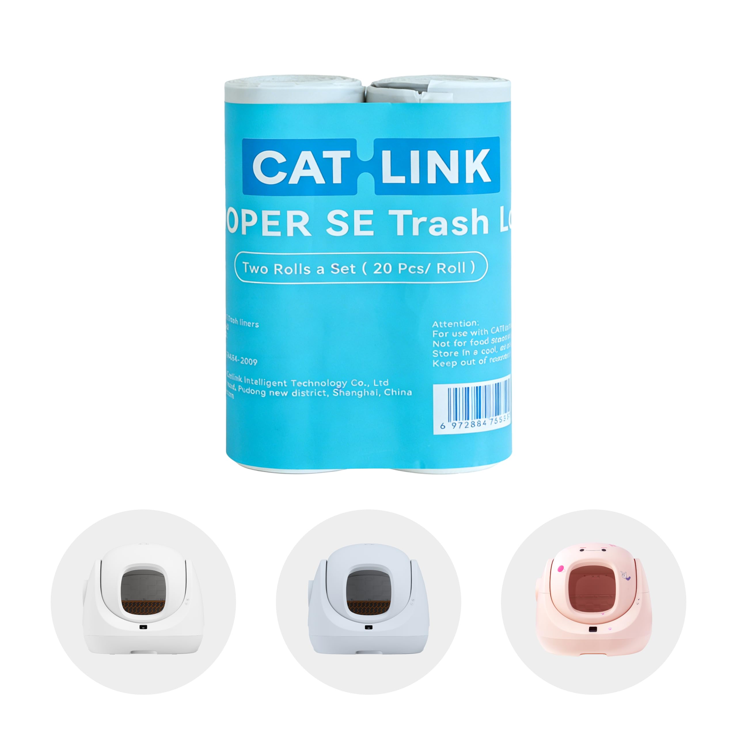 CatLink Sacs de litière autonettoyants compatibles avec les bacs à litière Catlink Baymax, paquet de 6, 120 sacs
