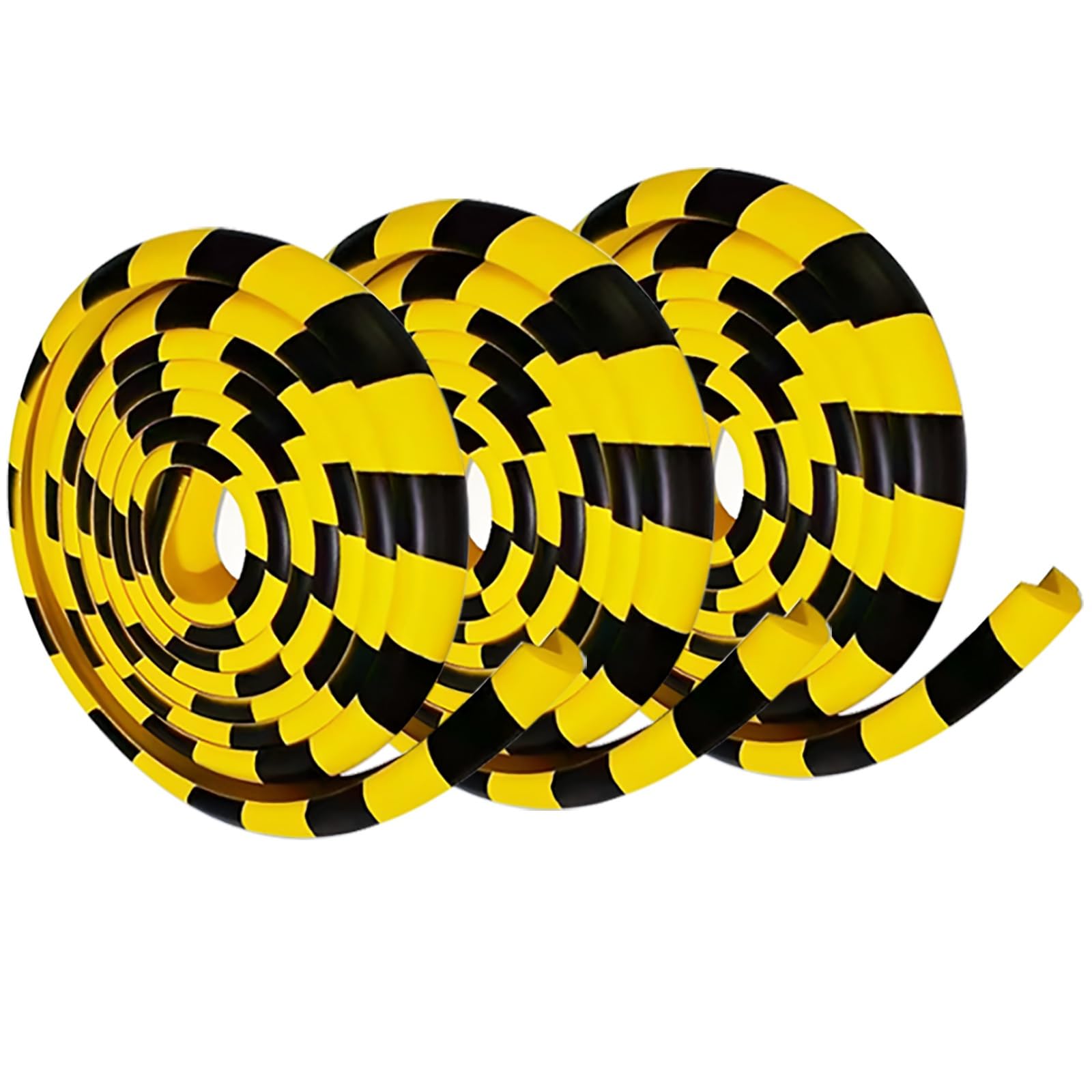3 Pack Heavy-Duty Self-Adhesive Wall, Corner Edge Guards, 196.9in/5m Yellow Black Safety Bumpers, NBR Foam Protector for Warehouse Racks, Shelves, Garage, Columns, Equipment