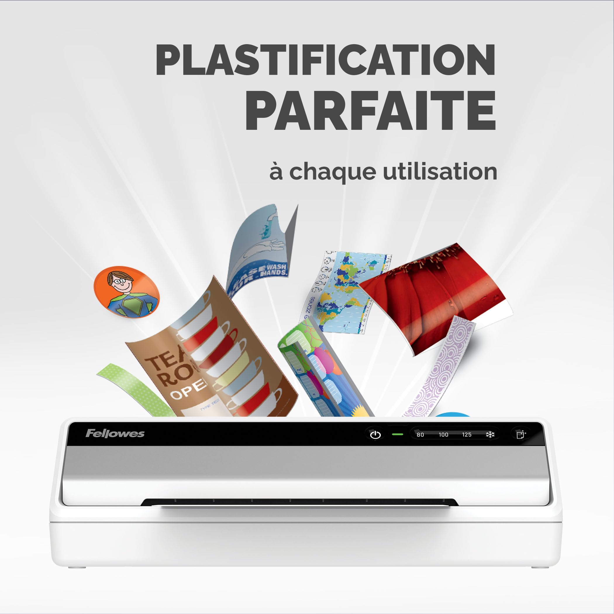 Fellowes Plastifieuse Saturn 3I A4 30cm/min 80-125 microns 3 réglages de température Gris Clair/Noir