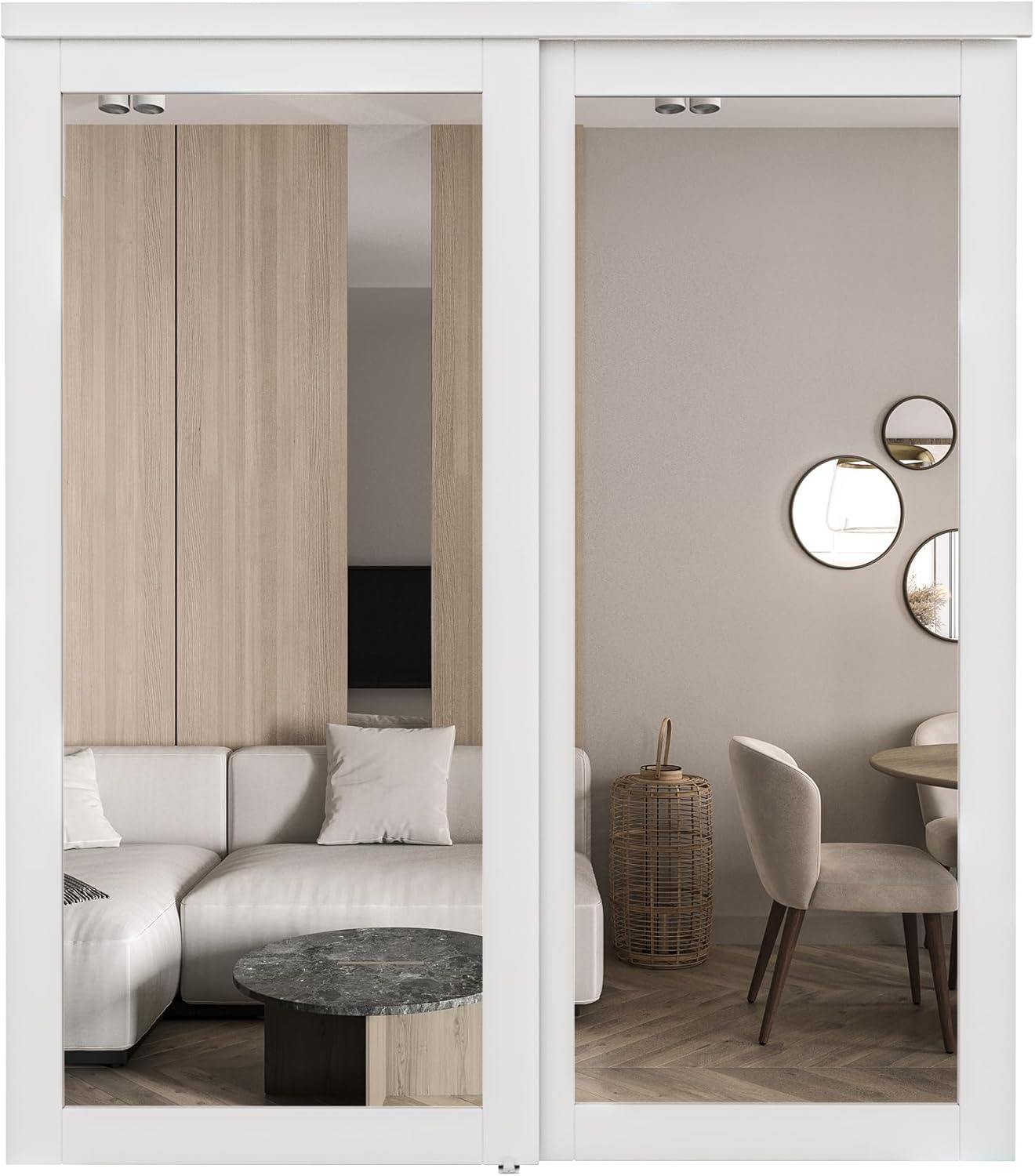 Mirrored Closet Sliding Doors with Hardware Kit, 72" x 80"
