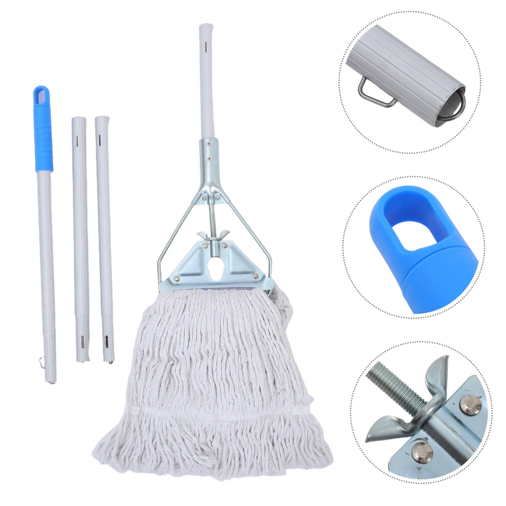 KOMBIUDA Fregona Industrial Triangular con Cabezal de Repuesto y Abrazadera Plástica Mango Desmontable para Limpieza Profesional Hogar Taller y Garaje