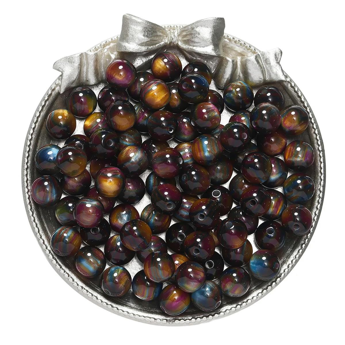 HUIOYG 20-50pcs Glitter Round Resin Bead Beads for DIY Necklace Bracelet Jewelry