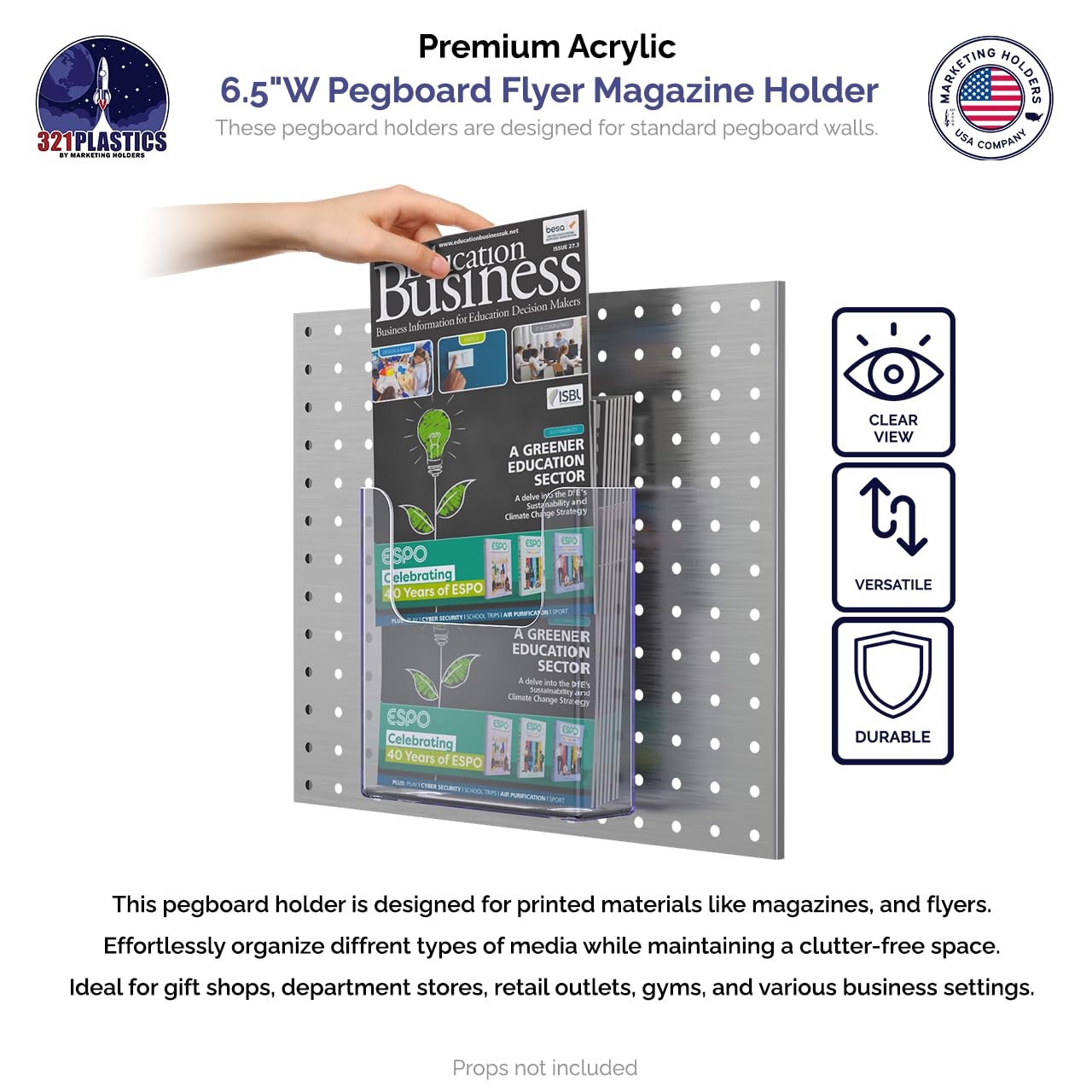 Marketing Holders Peg Board Mount Brochure Holder 6.5