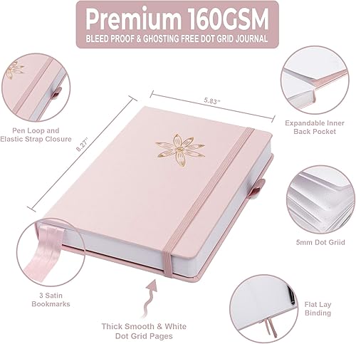 Miniatura 2 de VIVID SCRIBBLES Diario punteado  Papel blanco grueso a prueba de sangrado de 160gsm  200 páginas de cuadrícula de puntos numerados  Cuaderno de