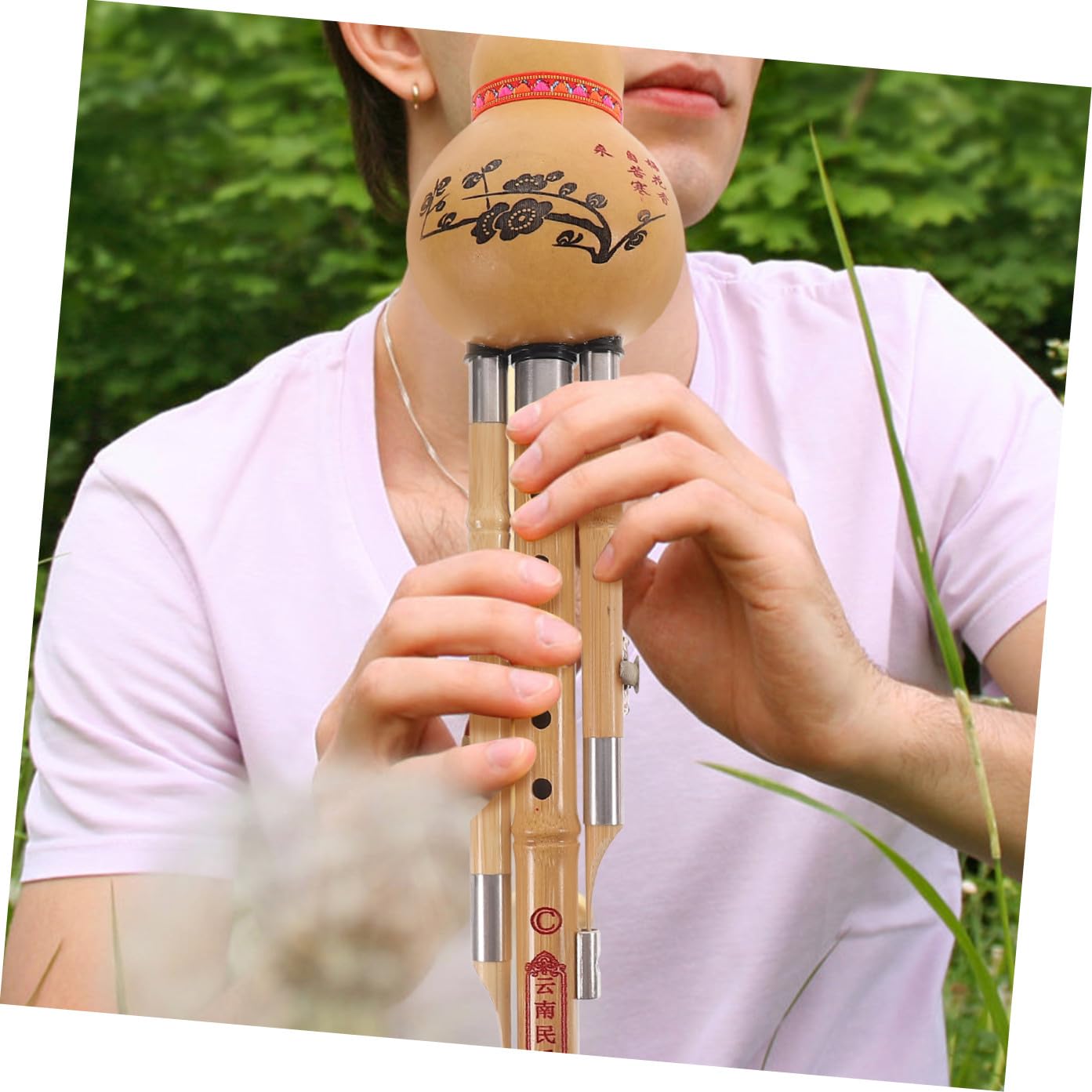 Veemoon Taschensaxophon Holz Chinesisches Musikinstrument Kürbisflöte aus Bambus C-ton Handgemacht Leicht zu Spielen für Anfänger Zufälliger Stil
