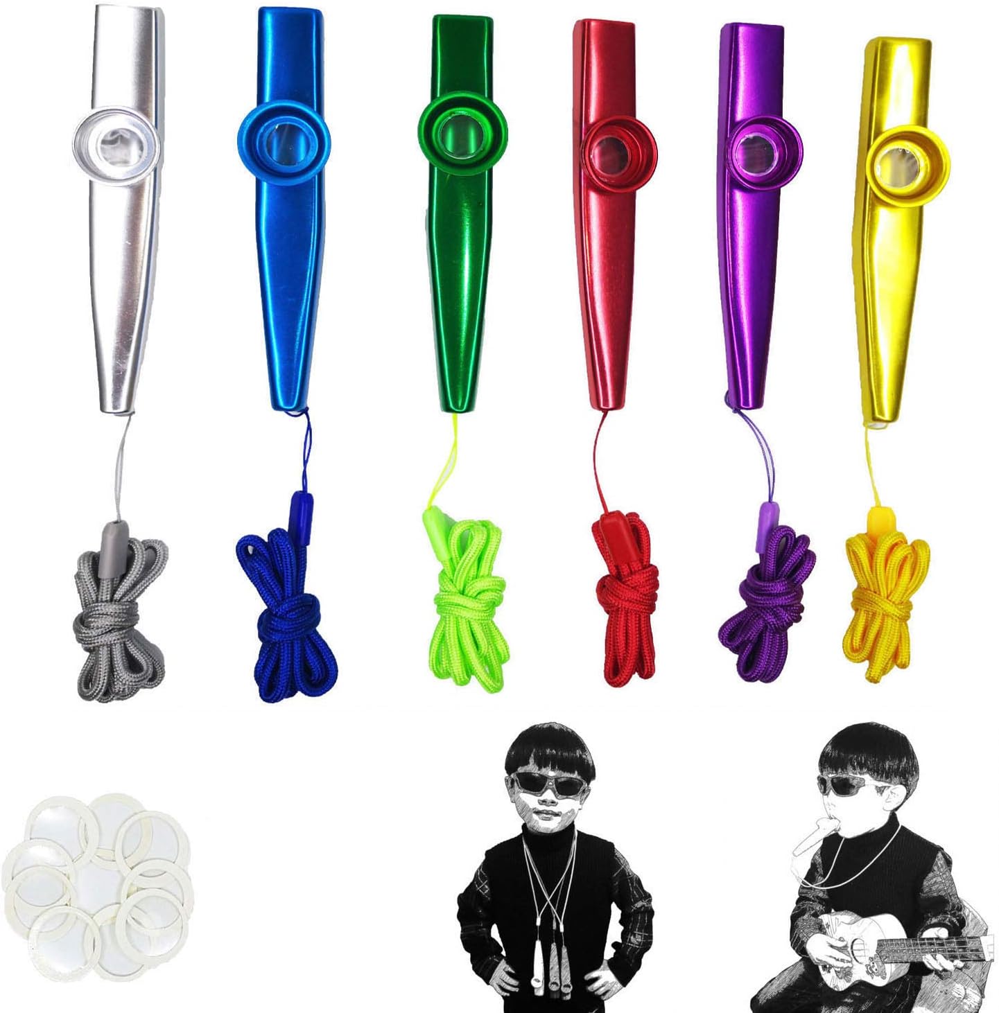 Fartime 20Pcs Plastic Kazoos With 20Pcs Kazoo Flute
