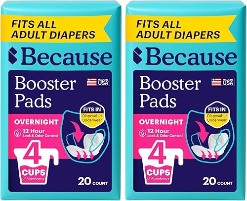 Miniatura 12 de Because - Almohadillas potenciadoras nocturnas que se ajustan a todos los pañales para adultos, ayuda a mantener tu pañal para adultos activo toda