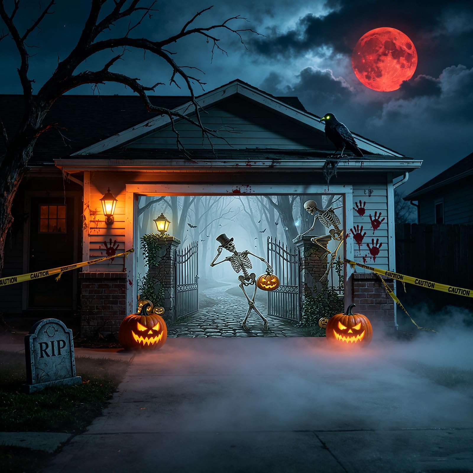 Halloween garaż z horroru baner na zewnątrz, do domu, ogrodu