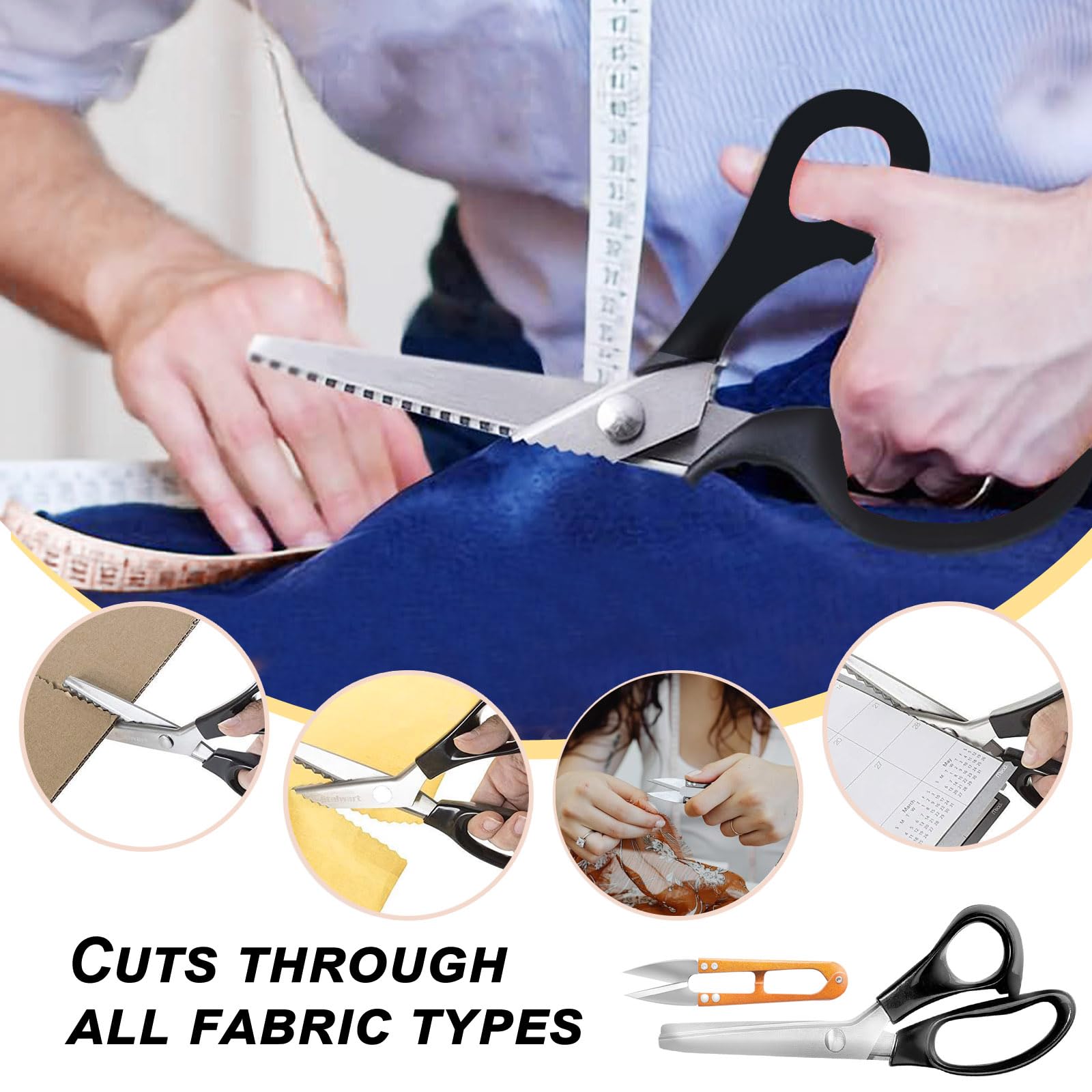 Shears Comfort Grips Crafts Zig Zag Cut Sewing Scissors, Professional Handheld Dressmaking, Pinking Shears, Zig Zag Craft Scissors Decorative Edge, Pinking Shears for Fabric Cutting