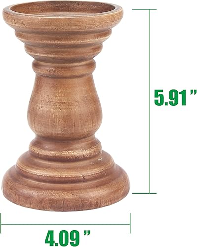 Miniatura 5 de Stonebriar Portavelas de pilar de madera natural decorativo mediano