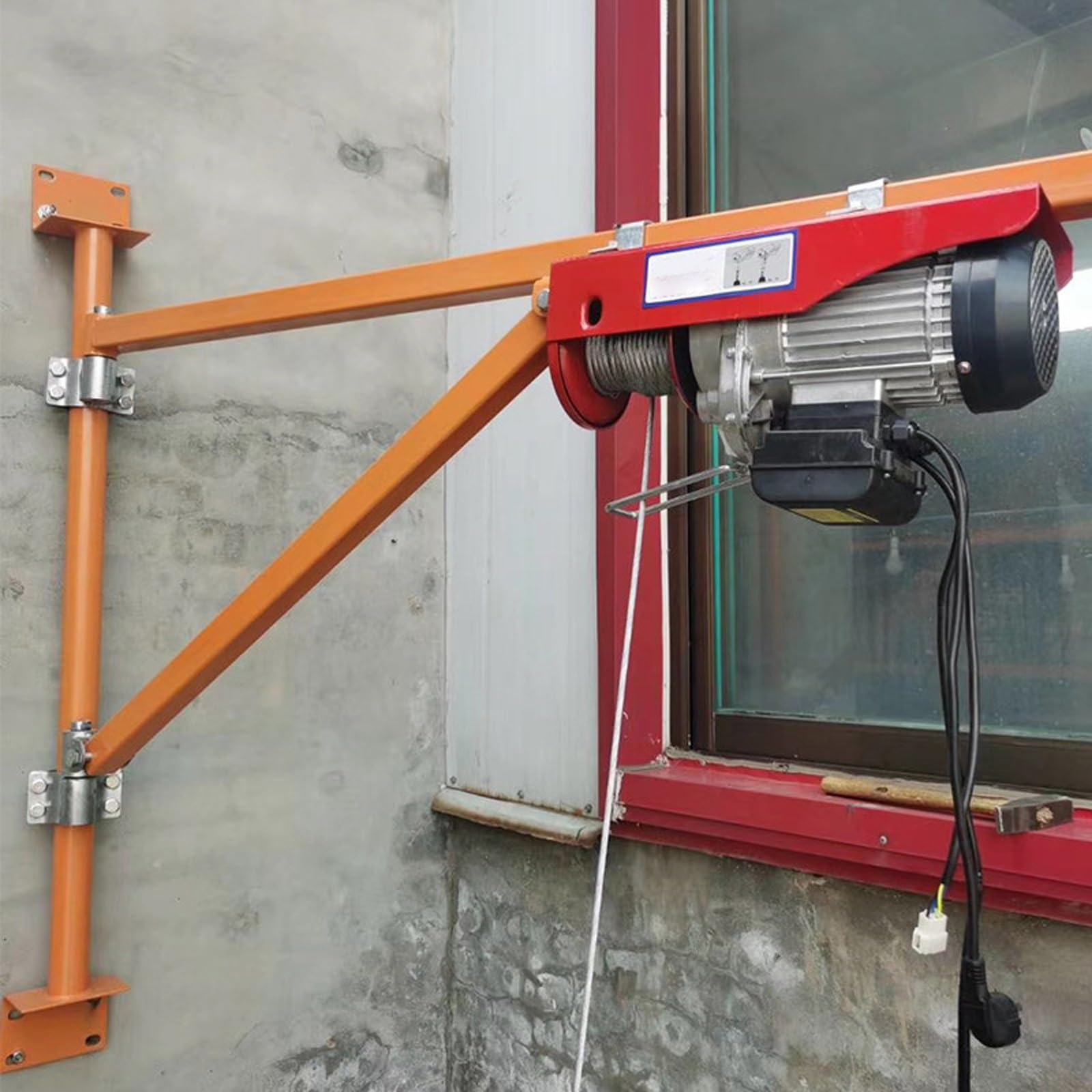 Gru a braccio girevole per montaggio a parete, piccola gru di sollevamento con rotazione di 180 gradi, staffa a colonna tutta in acciaio per garage o officina