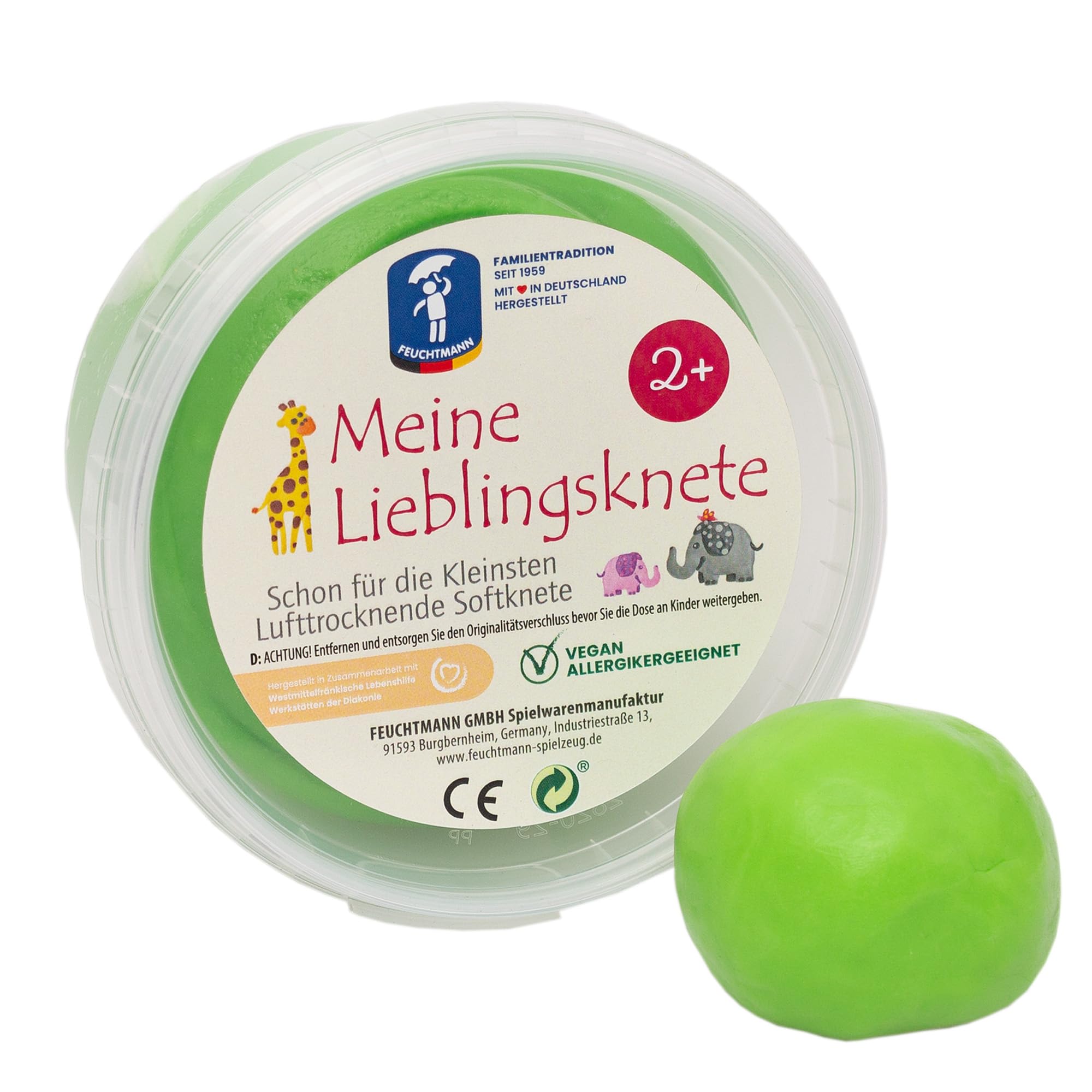 Feuchtmann 628.1518-6 My Favourite Clay EDU Edition Children's Clay in Light Green, 500 g Tub, Air-Drying Modelling Clay, from 2 Years