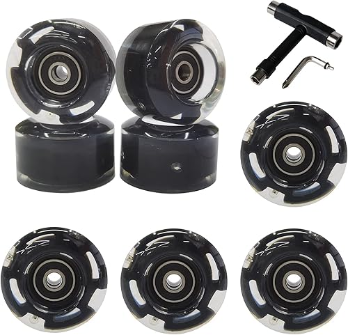 Miniatura 10 de FREEDARE Ruedas de patinaje de 2.126 in2.283 in, ruedas y rodamientos para patineta para interiores y exteriores, ruedas de patinaje luminosas 83A