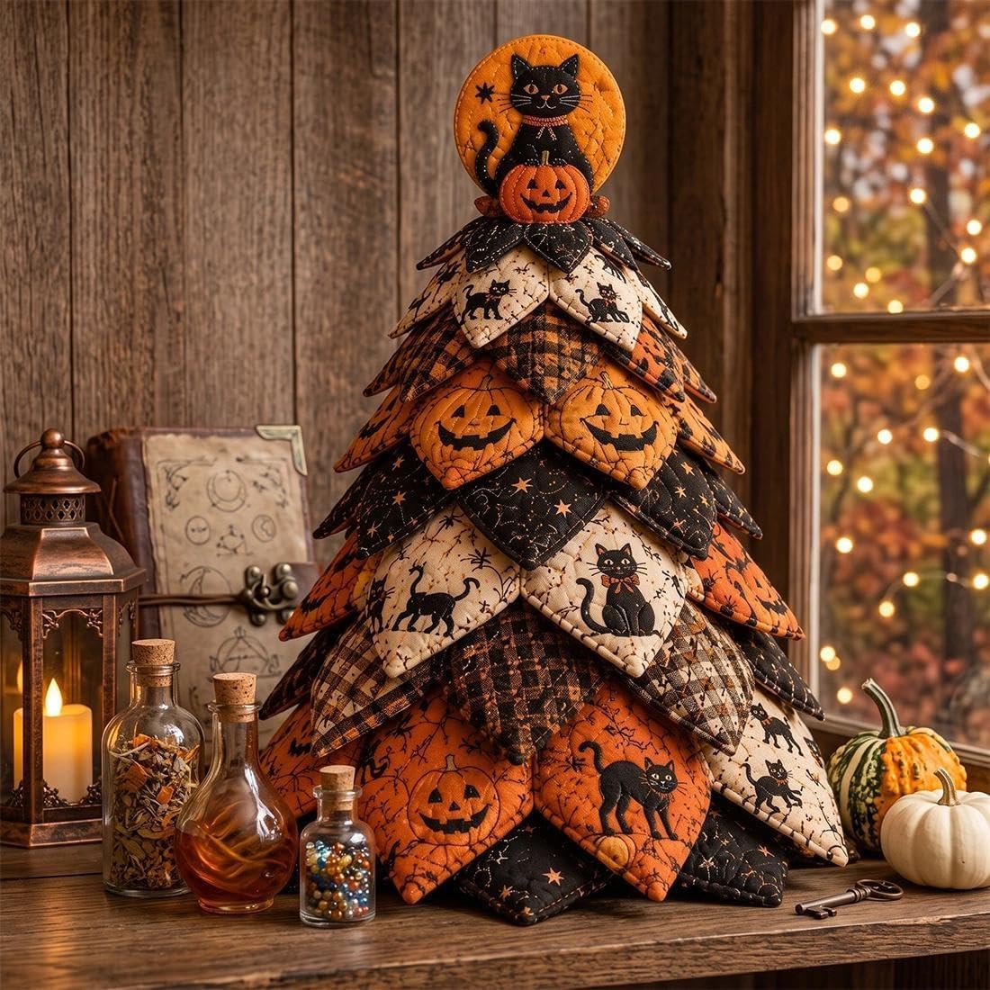 DIY Halloween Quilted Fabric Tree Kit - DIY Patchwork Kit (#J)
