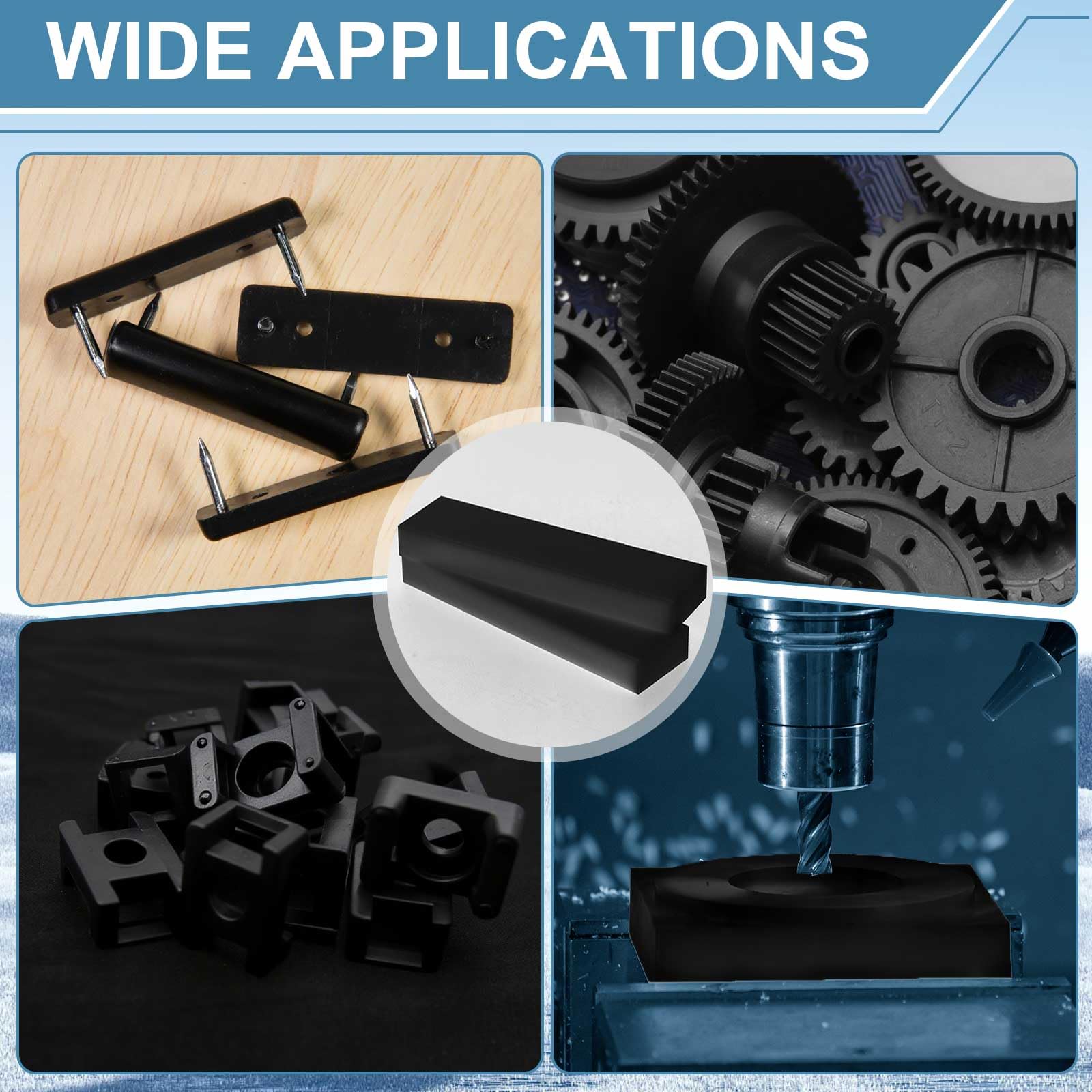 HDPE Plastic Blocks - 2" x 3" x 12" -6