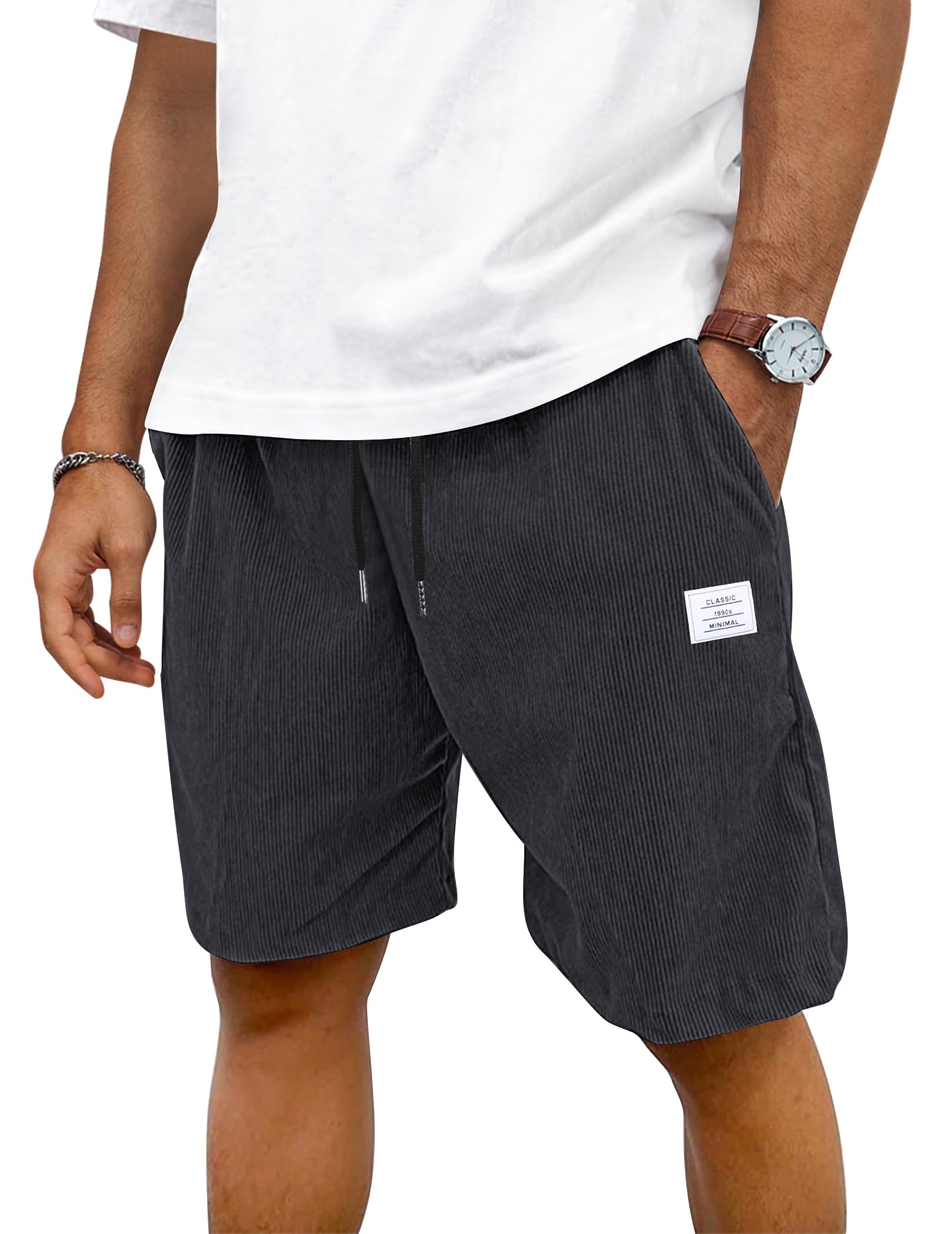 TARAINYA Velluto a Coste Pantaloncini Uomo Cotone Coulisse Estivi Causal Pantaloni Corti Uomo con Tasche