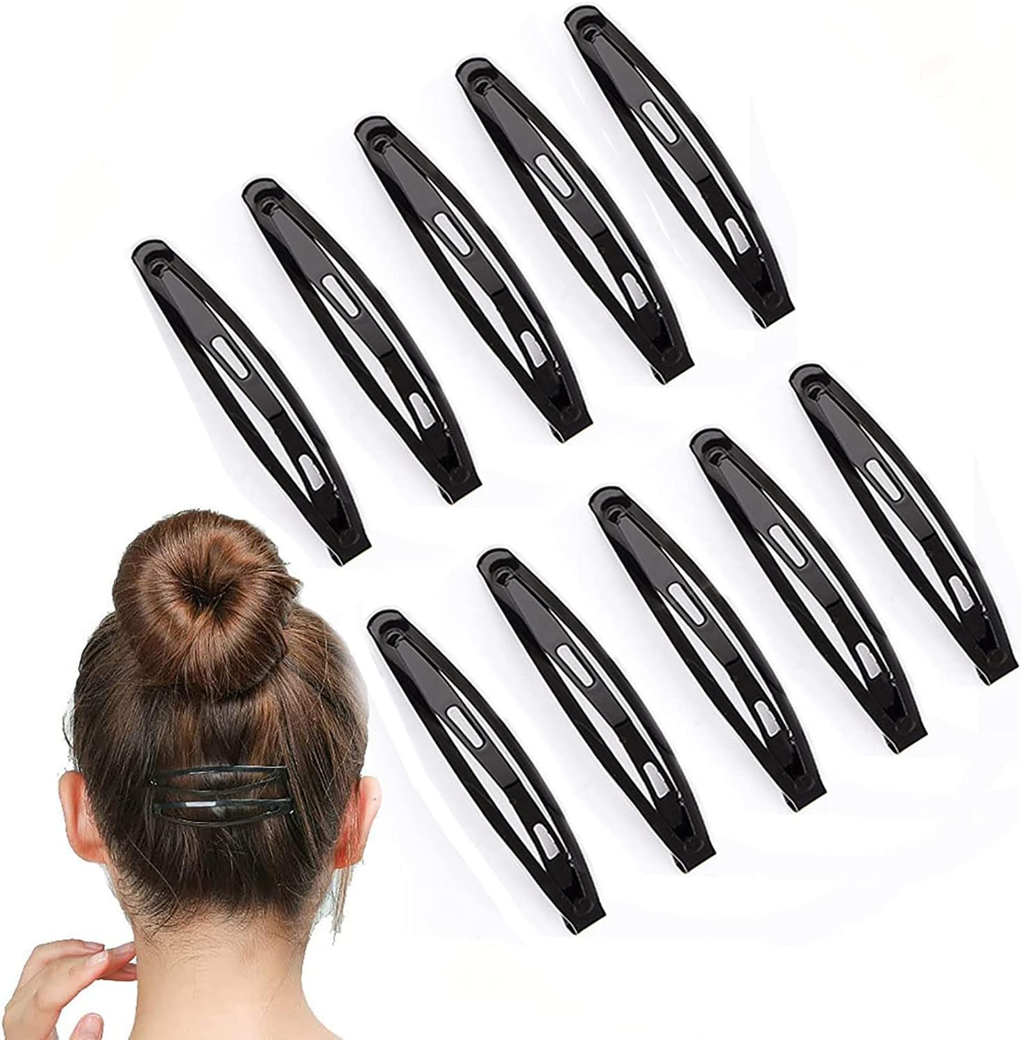 Black Hair Clips Metal Snap Hair Clips Large Snap Hair Clips Long Non