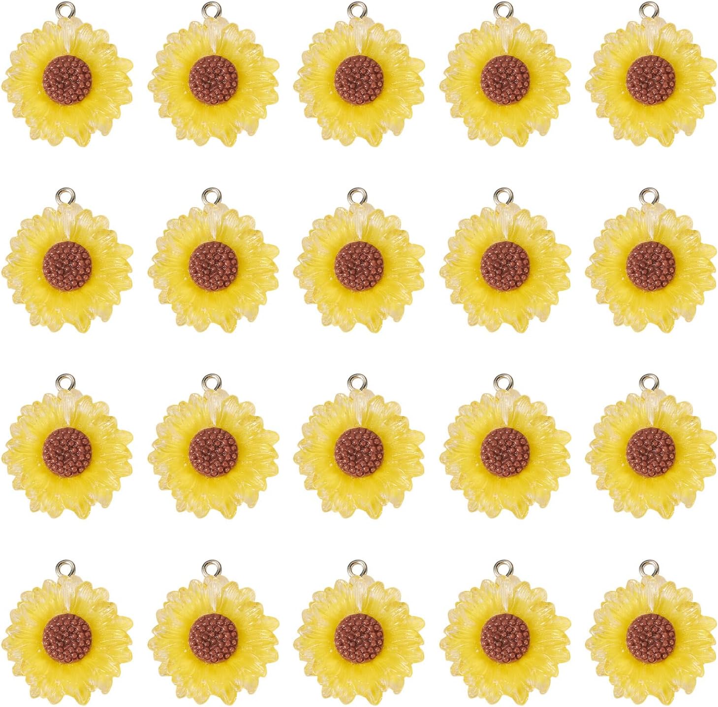 KISSITTY 20Pcs Sunflower Charm Pendants Flatback Daisy Charms Pendants Yellow Resin Flower Charm with Loops for DIY Craft Bracelet Necklace Earring Jewelry Making Accessories for Women - Image 6