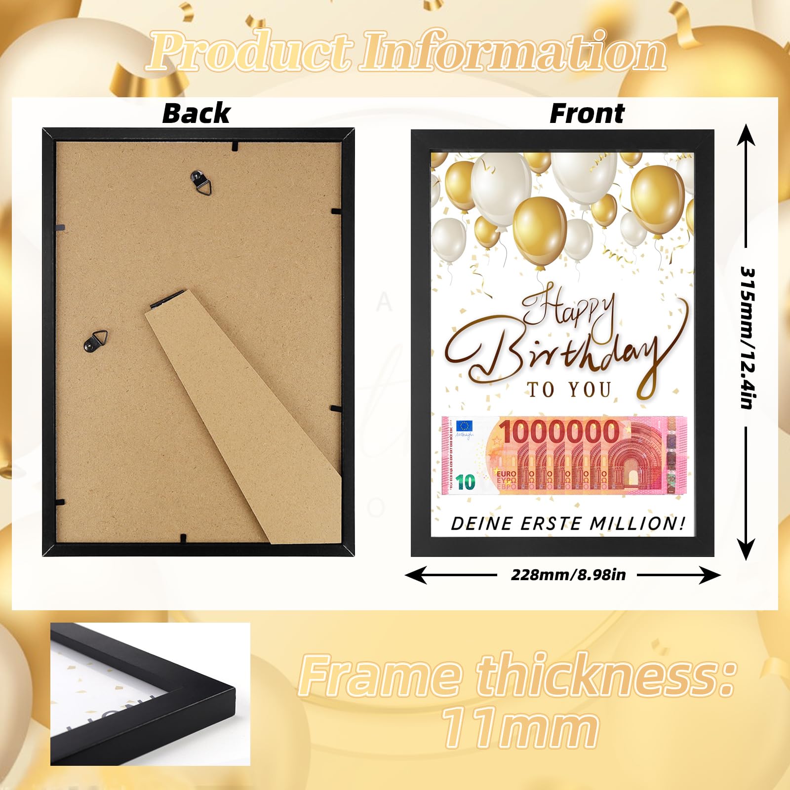Regali Personalizzati in Denaro per Compleanno, Cornice per Foto Regalo per il Primo Milione, Cornice per Foto per Regali in Denaro, Regalo in Denaro Divertente, Regalo Creativo per Ragazzi e Ragazze