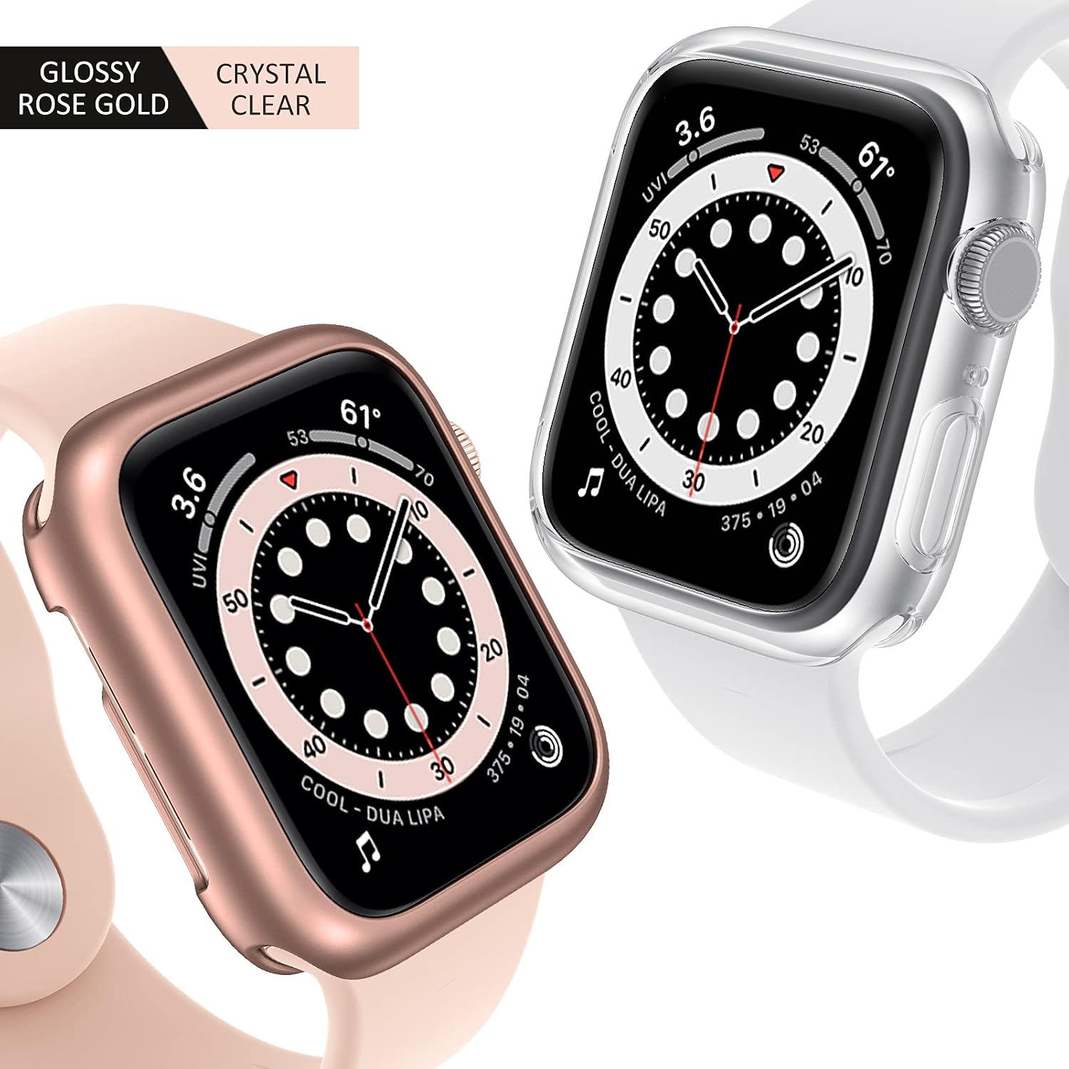 [2 Pack] Goton Compatible iWatch Apple Watch Case 40mm SE/Series 6 / Series 5 / Series 4 [No Screen Protector],Soft TPU Edge Shockproof Case Cover Bumper Protector (Clear + Rosegold, 40mm)