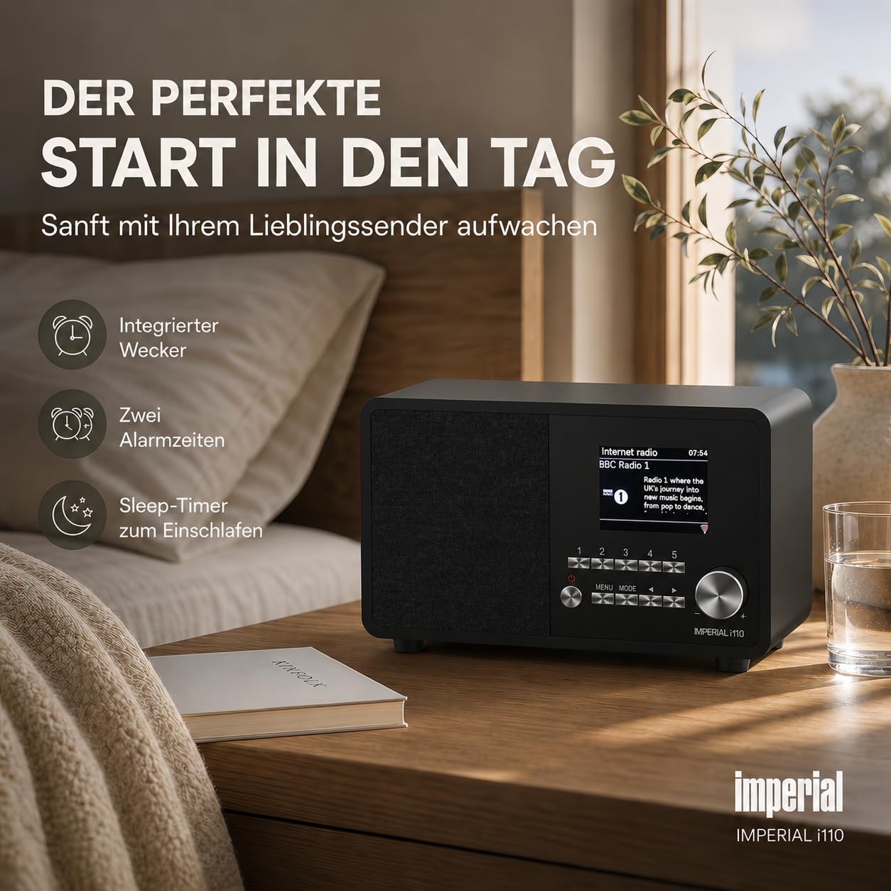 Imperial i110 22-320-00 Internetradio WLAN, Bluetooth, Küchenradio, WLAN - Internetradio (TFT Farbdisplay, Line-Out, Netzteil) schwarz