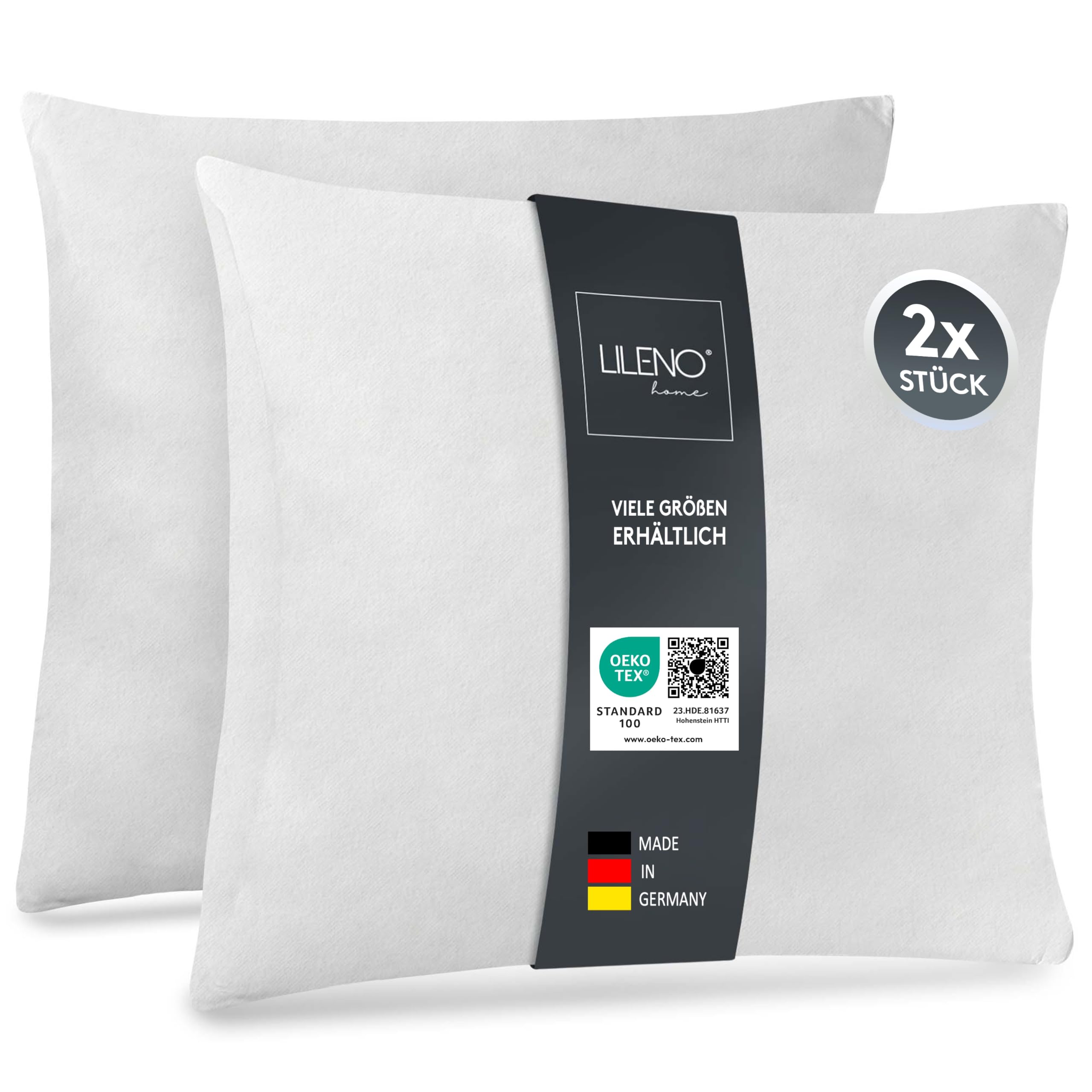 LILENO HOME Pillow Set - 50x60 cm, Washable Inner Pillows Suitable for Allergies - Polyester Fill for Couch, Sofa, and Bed
