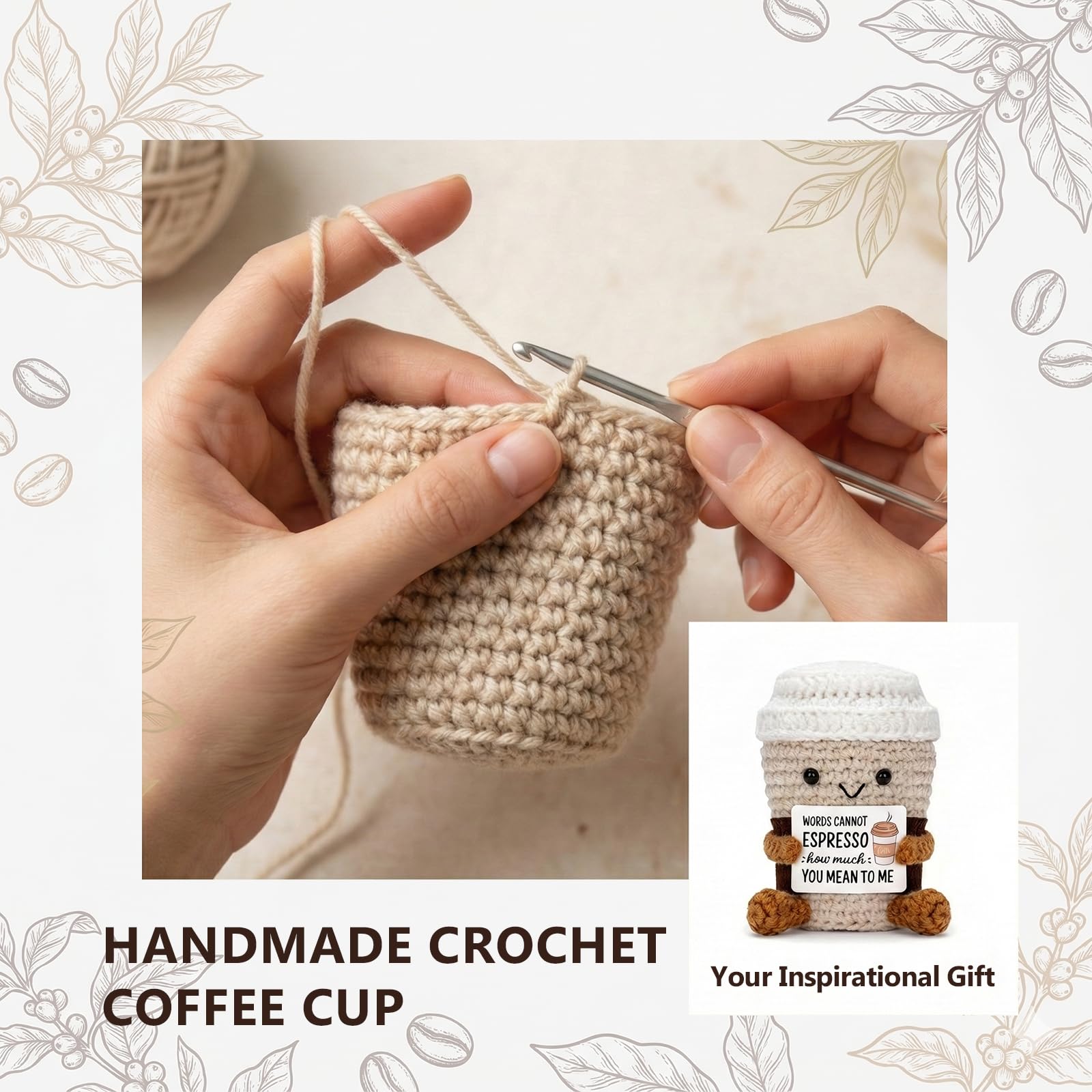 Rudfovn Emotional Support Crochet, Positive Gifts with Words Cannot Espresso Quote for Women Men Friend Family - Image 4