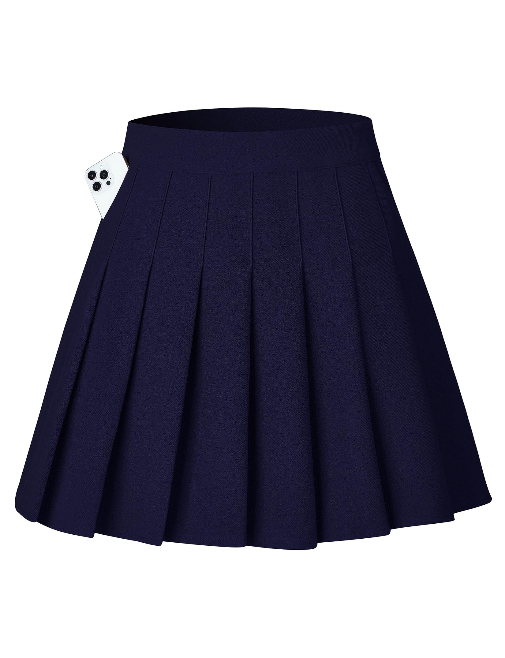 Shestellar Women's High-Waisted Pleated A-Line Mini Tennis Skater Skirt