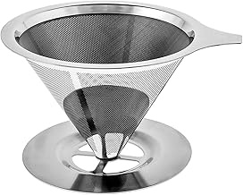 MOTONG Coffee Tea Cone Dripper Filter - Stainless Steel Pour Over Coffee Tea Cone Dripper Filter with Cup Stand