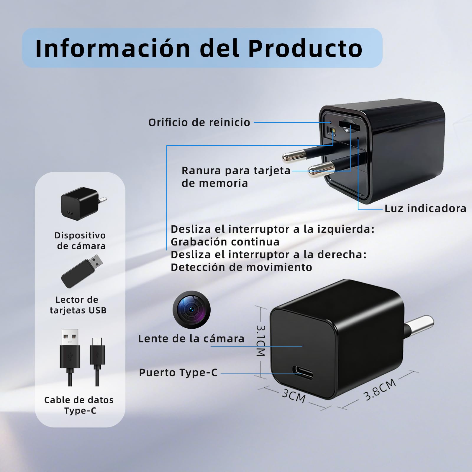 Cámara mini oculta, cámara de vigilancia doméstica compacta HD 1080p para interiores, cámara portátil para niñeras,con detección de movimiento,adecuada para vigilar niños,ancianos y oficinas,sin Wi-Fi