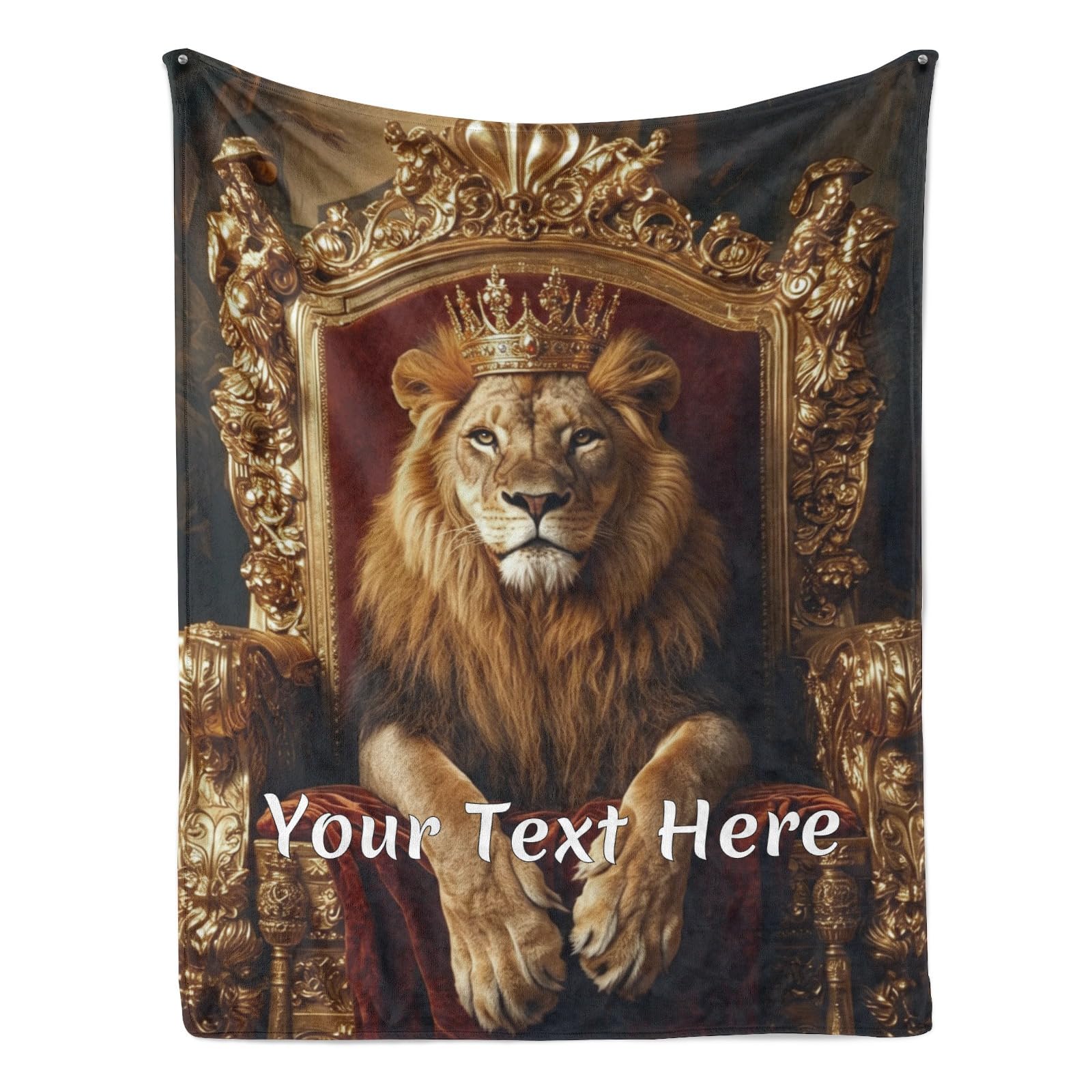 Manta de león con corona personalizada, manta con nombre personalizado para sofá cama, regalo suave, cálido y acogedor para la familia, papá, hijo, decoración del hogar